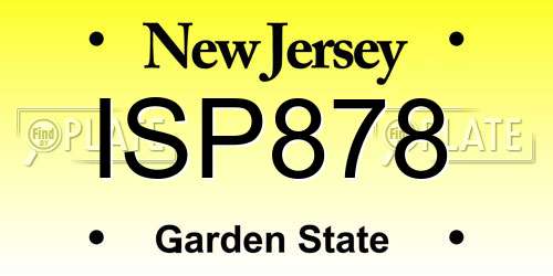 ISP878 New Jersey License Plate