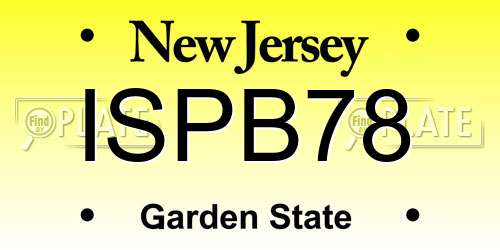 ISPB78 New Jersey License Plate