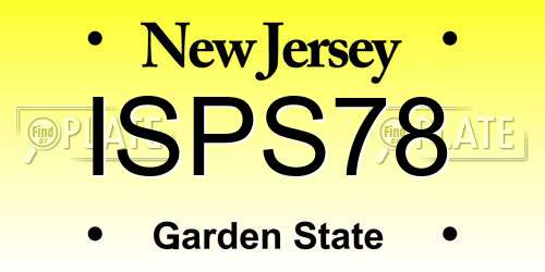 ISPS78 New Jersey License Plate