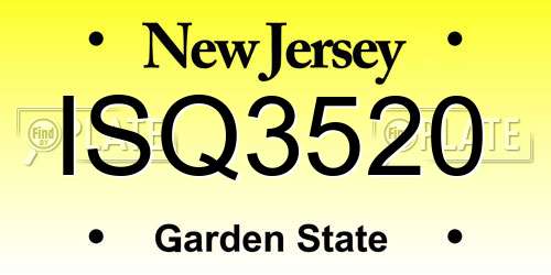 ISQ3520 New Jersey License Plate
