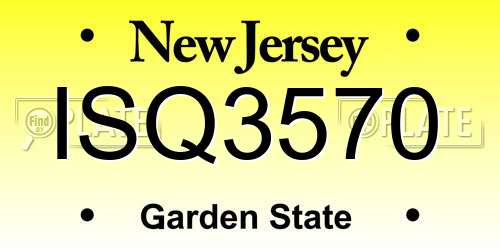 ISQ3570 New Jersey License Plate