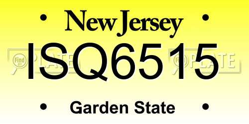 ISQ6515 New Jersey License Plate