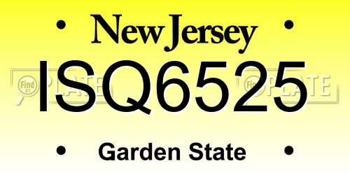 ISQ6525 New Jersey License Plate