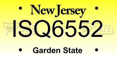 ISQ6552 New Jersey License Plate