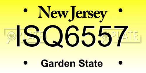 ISQ6557 New Jersey License Plate