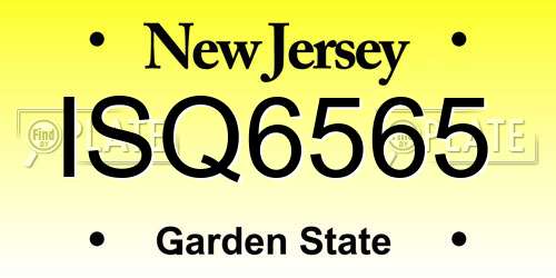 ISQ6565 New Jersey License Plate