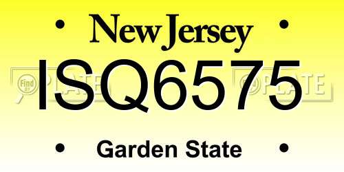 ISQ6575 New Jersey License Plate