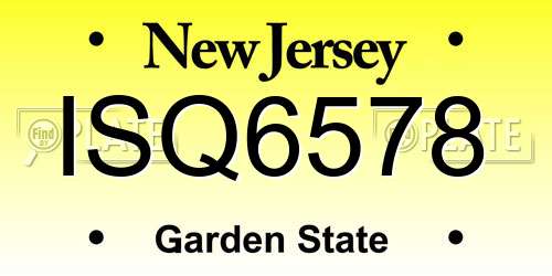 ISQ6578 New Jersey License Plate