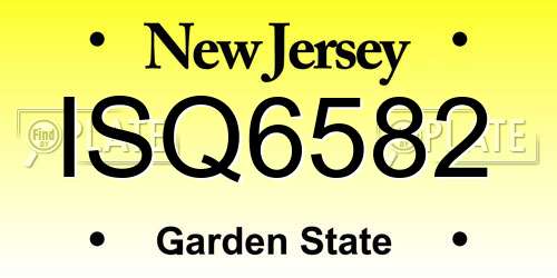 ISQ6582 New Jersey License Plate