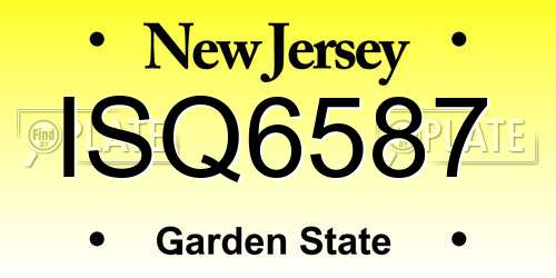 ISQ6587 New Jersey License Plate