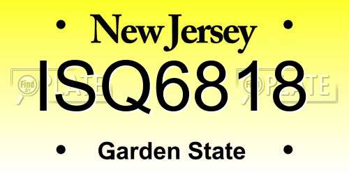 ISQ6818 New Jersey License Plate