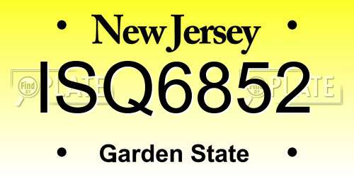 ISQ6852 New Jersey License Plate