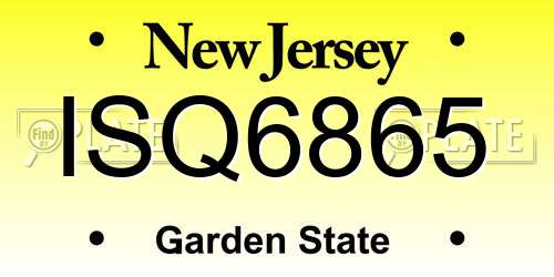 ISQ6865 New Jersey License Plate