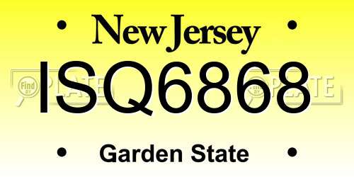 ISQ6868 New Jersey License Plate