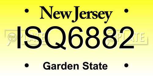 ISQ6882 New Jersey License Plate
