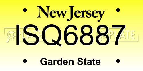 ISQ6887 New Jersey License Plate