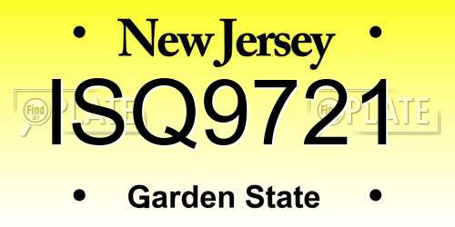 ISQ9721 New Jersey License Plate