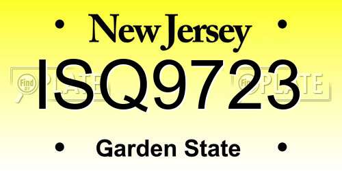 ISQ9723 New Jersey License Plate