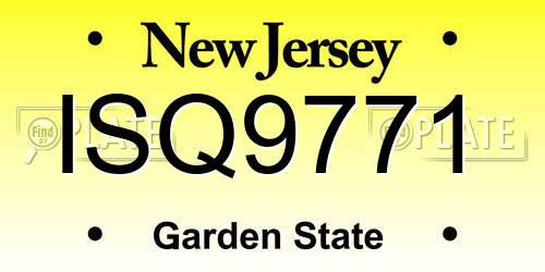 ISQ9771 New Jersey License Plate