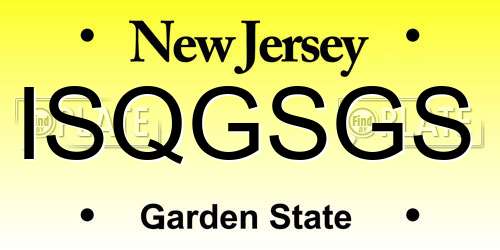 ISQGSGS New Jersey License Plate