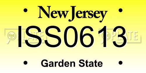 ISS0613 New Jersey License Plate