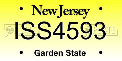 ISS4593 New Jersey License Plate