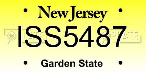 ISS5487 New Jersey License Plate