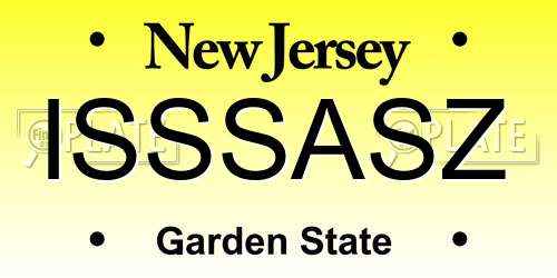 ISSSASZ New Jersey License Plate