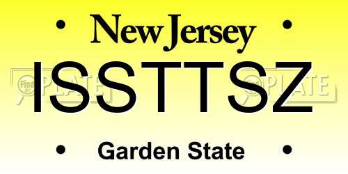 ISSTTSZ New Jersey License Plate