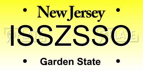 ISSZSSO New Jersey License Plate