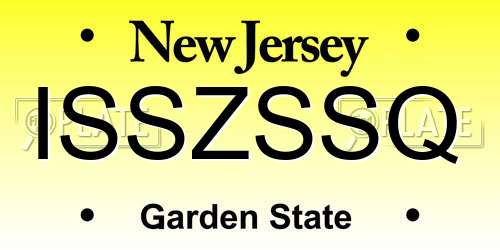ISSZSSQ New Jersey License Plate