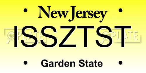 ISSZTST New Jersey License Plate