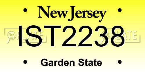 IST2238 New Jersey License Plate