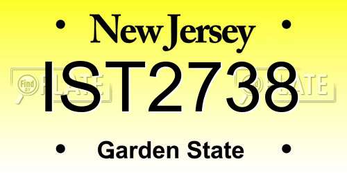 IST2738 New Jersey License Plate