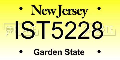 IST5228 New Jersey License Plate