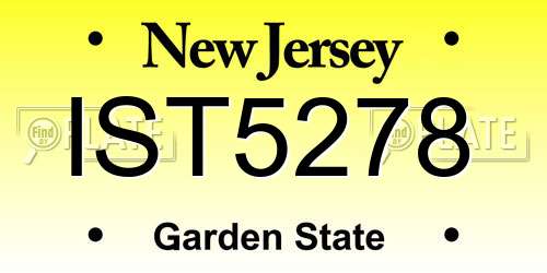 IST5278 New Jersey License Plate