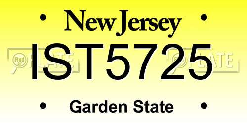 IST5725 New Jersey License Plate