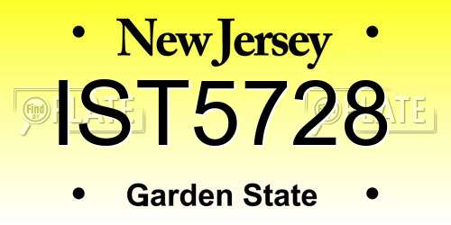 IST5728 New Jersey License Plate