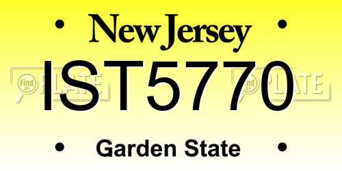 IST5770 New Jersey License Plate