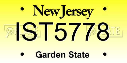IST5778 New Jersey License Plate