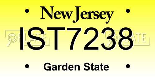 IST7238 New Jersey License Plate