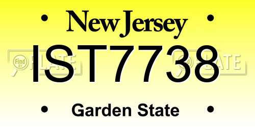 IST7738 New Jersey License Plate