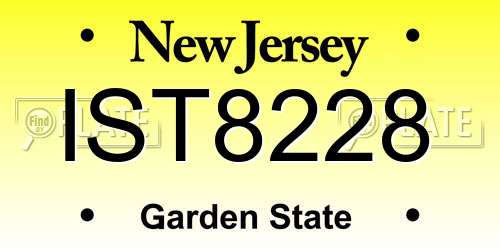 IST8228 New Jersey License Plate