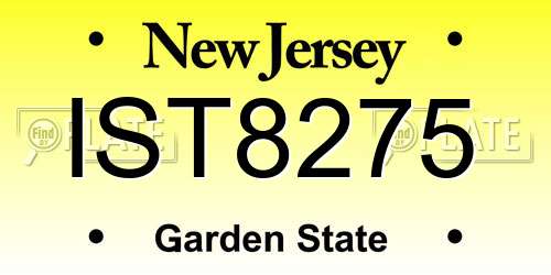 IST8275 New Jersey License Plate
