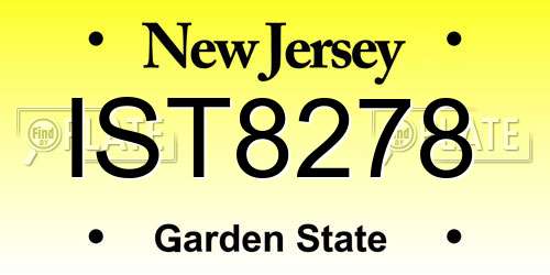 IST8278 New Jersey License Plate
