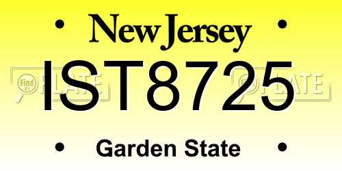 IST8725 New Jersey License Plate