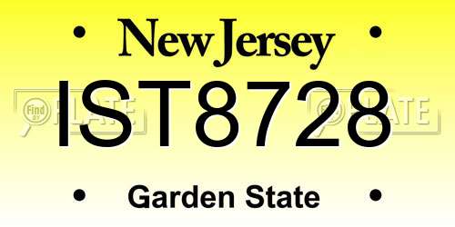 IST8728 New Jersey License Plate