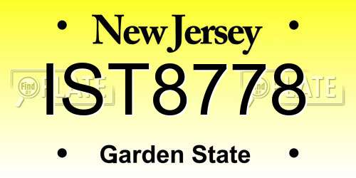 IST8778 New Jersey License Plate