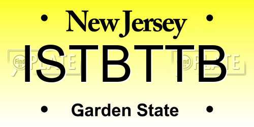 ISTBTTB New Jersey License Plate