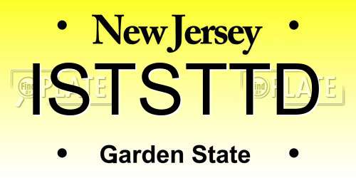 ISTSTTD New Jersey License Plate